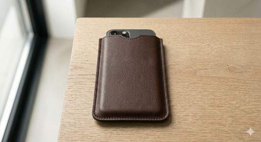 Pocket – Skórzane etui z ochroną EMF (Brąz)